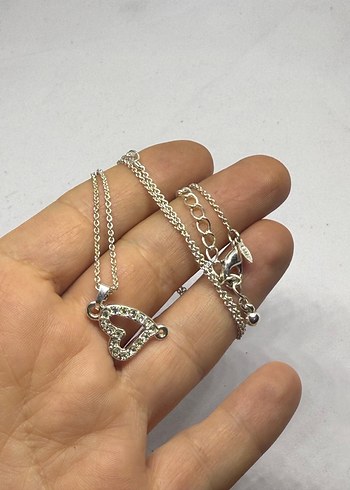 Zincir Detaylı gümüş  Renkli Midi Kadın Kolye - Görsel 2