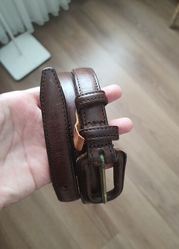 Siyah ve kahverengi deri kemer - Görsel 4