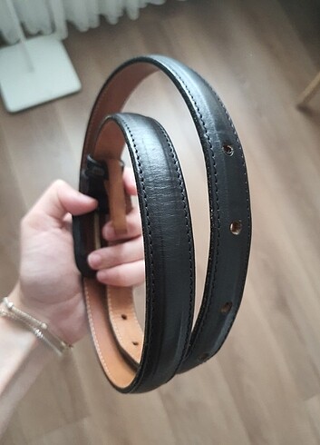 Siyah ve kahverengi deri kemer - Görsel 5