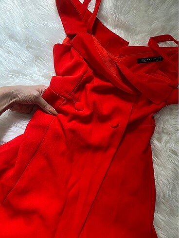 Dilvin Kırmızı mini tulum elbise