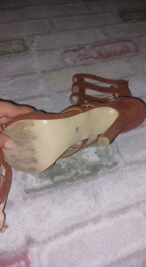 Bej Süet Tokalı Stiletto Kadın Ayakkabı - Görsel 3