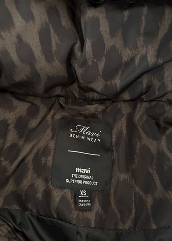 Mavi Jeans Kahverengi Leopar Desenli Kadın Kış Mont
