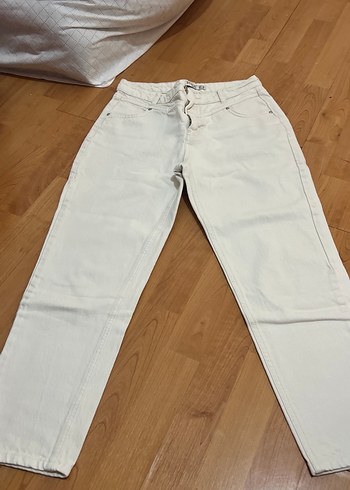 Bej Midi Boy Kadın Kot Pantolon