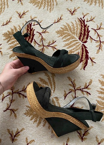 Kadın Yazlık Dolgu Topuklu Sandalet Hasır - Görsel 2