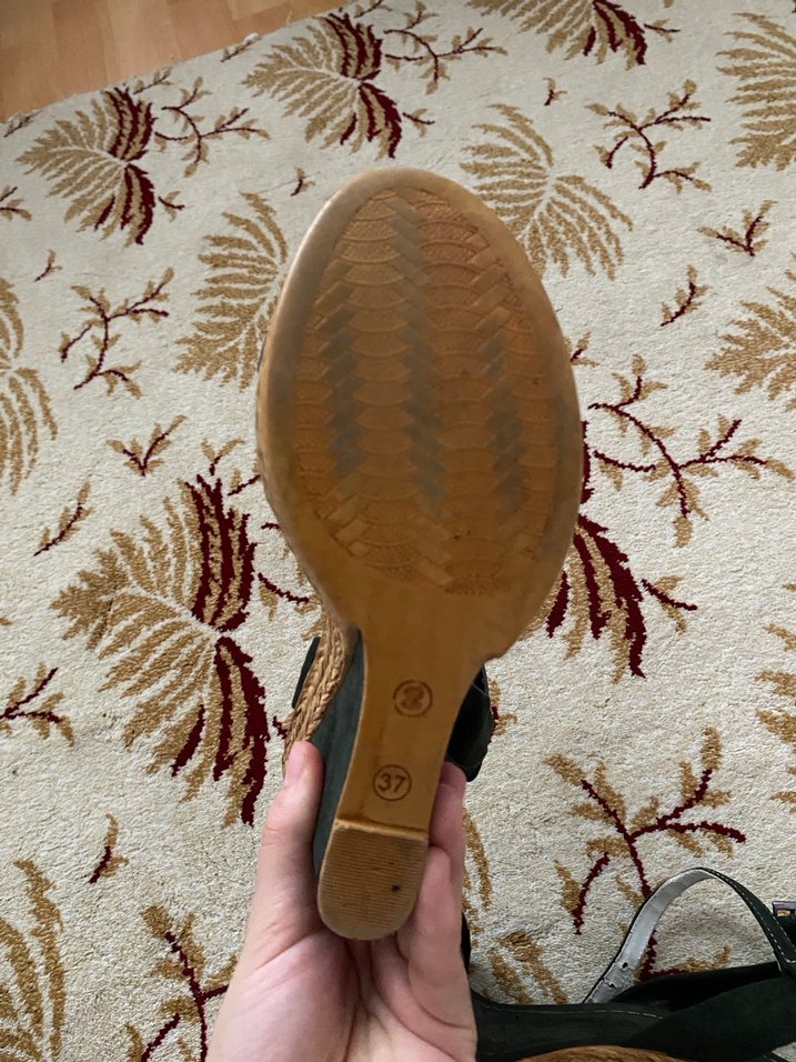 Kadın Yazlık Dolgu Topuklu Sandalet Hasır - Görsel 3