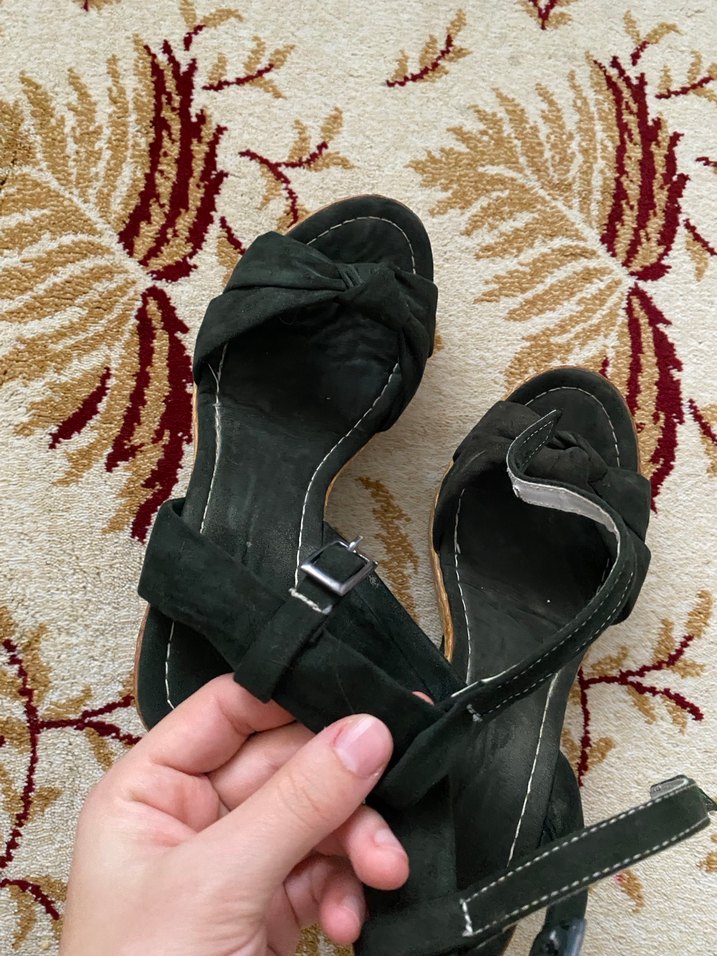 Kadın Yazlık Dolgu Topuklu Sandalet Hasır - Görsel 4