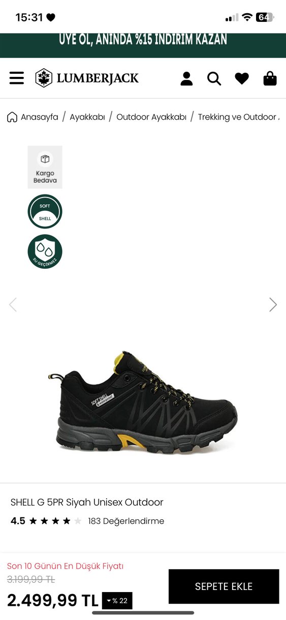 Erkek Siyah Outdoor Ayakkabı - Görsel 2