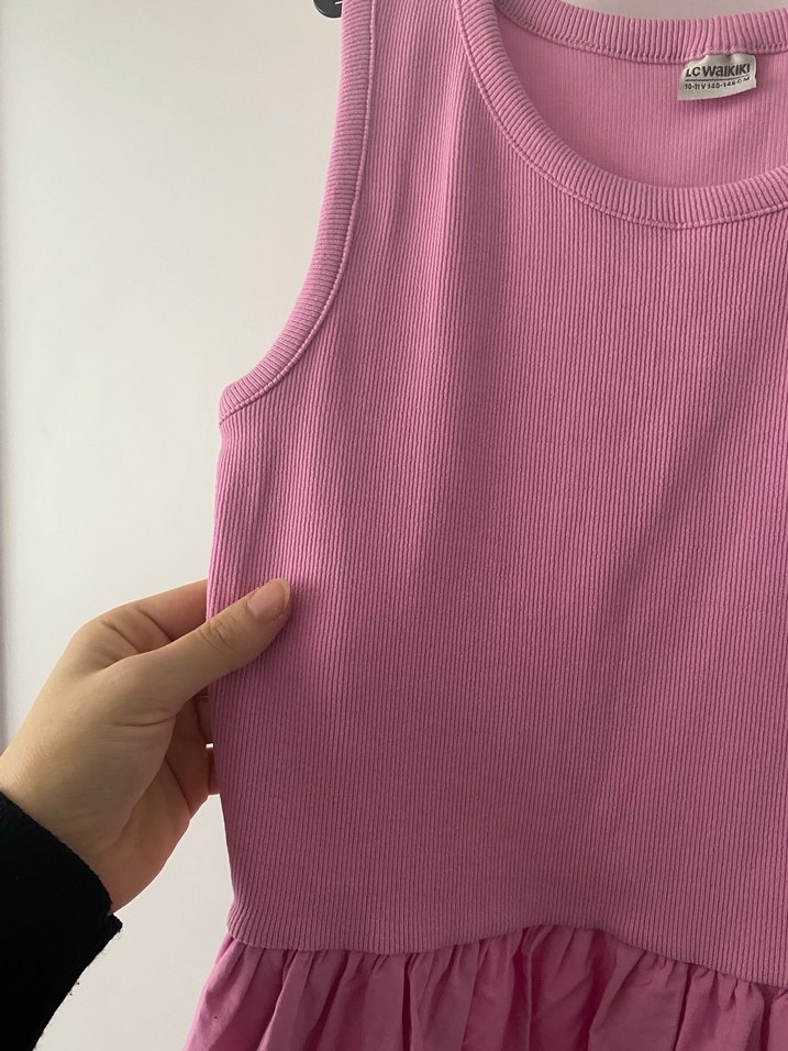 Kız Çocuk Kolsuz Pembe Elbise - Görsel 3