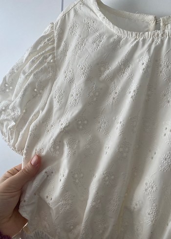 Beyaz Nakışlı Kız Çocuk Bohem Elbise - Görsel 2