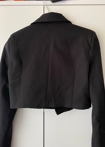 Diğer Düğmeli Siyah Mini Kadın Blazer