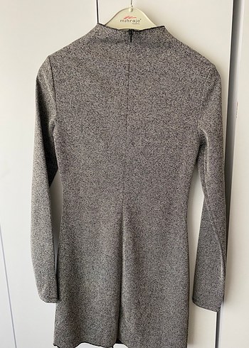 Mango Gri Uzun Kollu Triko Midi Elbise