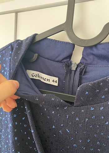 Lacivert Uzun Kollu Drapeli Abiye Elbise - Görsel 6