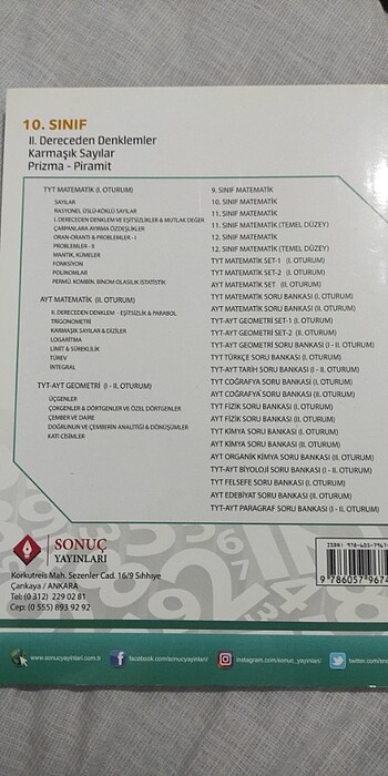  10 sınıf matematik sonuç yayınları 2 dereceden denklemler karmaş