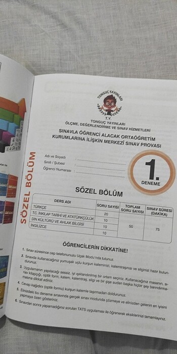  Beden Renk Tonguç 8 sınıf dörtlü LGS Motivasyon Denemeleri