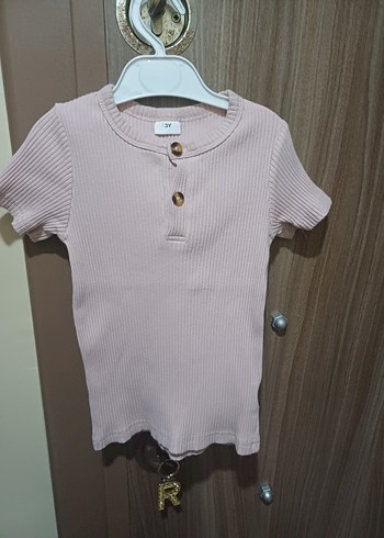 Kız Çocuk Bej Kısa Kollu Düğmeli Tişört - Görsel 3