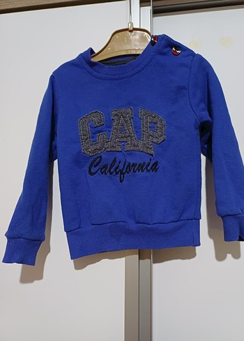 9-12 Ay Beden Mavi Erkek Çocuk Kapüşonsuz Sweatshirt