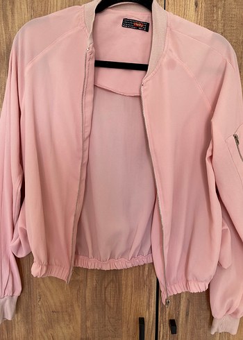 Pembe Midi Kadın Ceket Fermuarlı