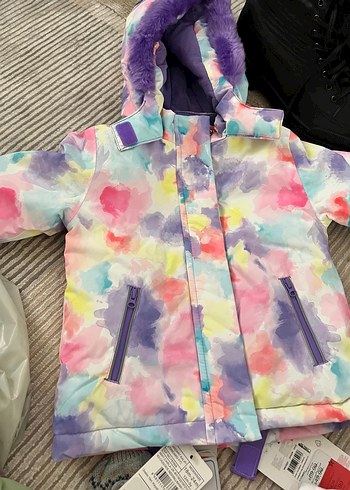 Kızlar için Kapüşonlu Pastel Batik Mont - Görsel 3