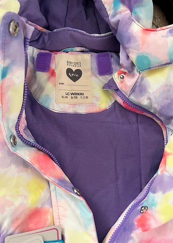 Kızlar için Kapüşonlu Pastel Batik Mont - Görsel 2