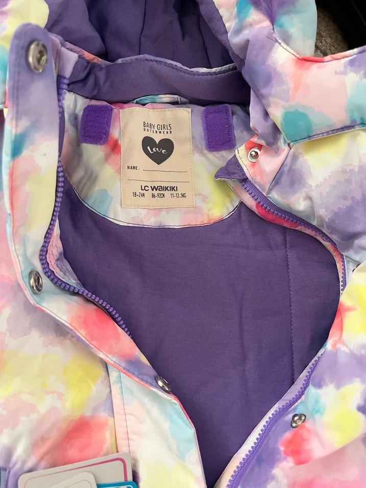 Kızlar için Kapüşonlu Pastel Batik Mont - Görsel 2