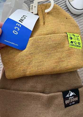 LC Waikiki Sarı ve Gri Çocuk Yün Bere - Street Style
