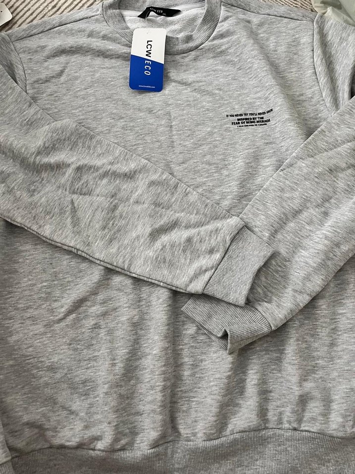 Gri Pamuklu erkek Sweatshirt - Görsel 2