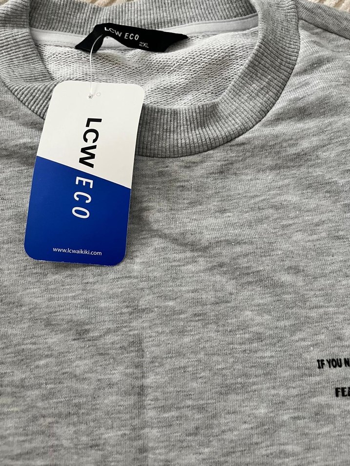 Gri Pamuklu erkek Sweatshirt - Görsel 3