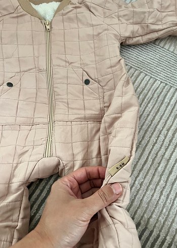 Kız Bebek Bej Fermuarlı Kar Tulumu - Görsel 2