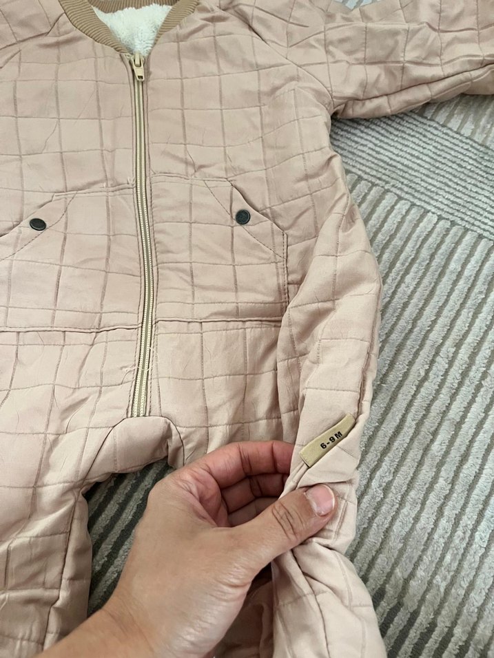 Kız Bebek Bej Fermuarlı Kar Tulumu - Görsel 2