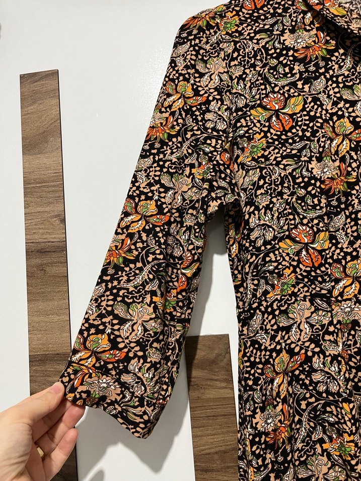 Düğmeli Çok Renkli Bohem Uzun Elbise - Görsel 3