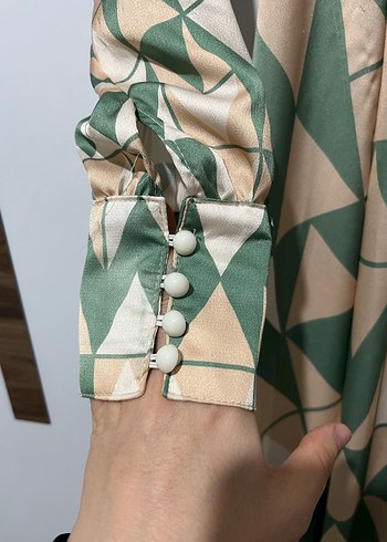 Yeşil Bohem Uzun Kollu Uzun Elbise - Görsel 6