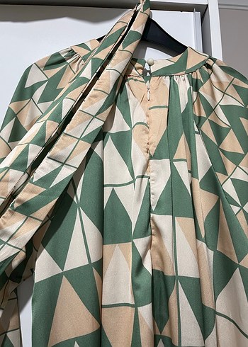 Yeşil Bohem Uzun Kollu Uzun Elbise - Görsel 3