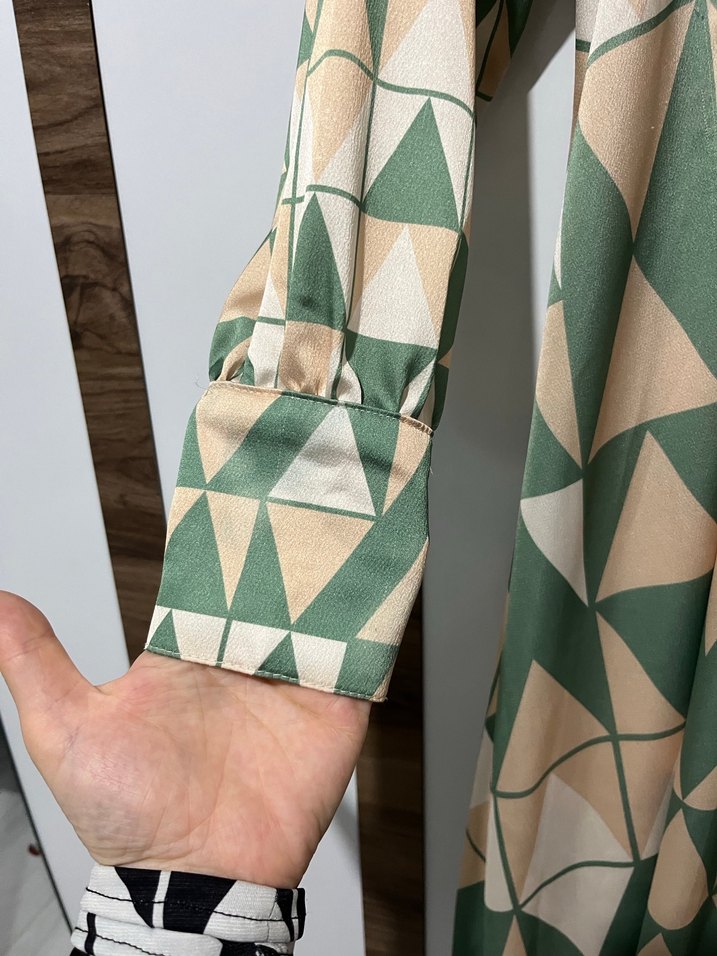 Yeşil Bohem Uzun Kollu Uzun Elbise - Görsel 5