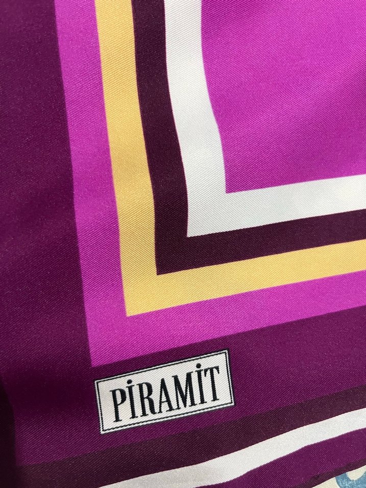 Kadın Mor İpek Fular Fiyonk Desenli - Görsel 3