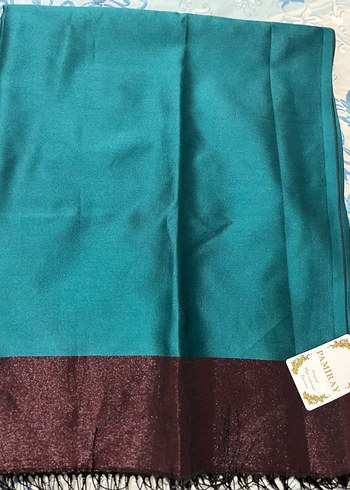 Parlak Turkuaz Kadın Saten Şal - Görsel 2