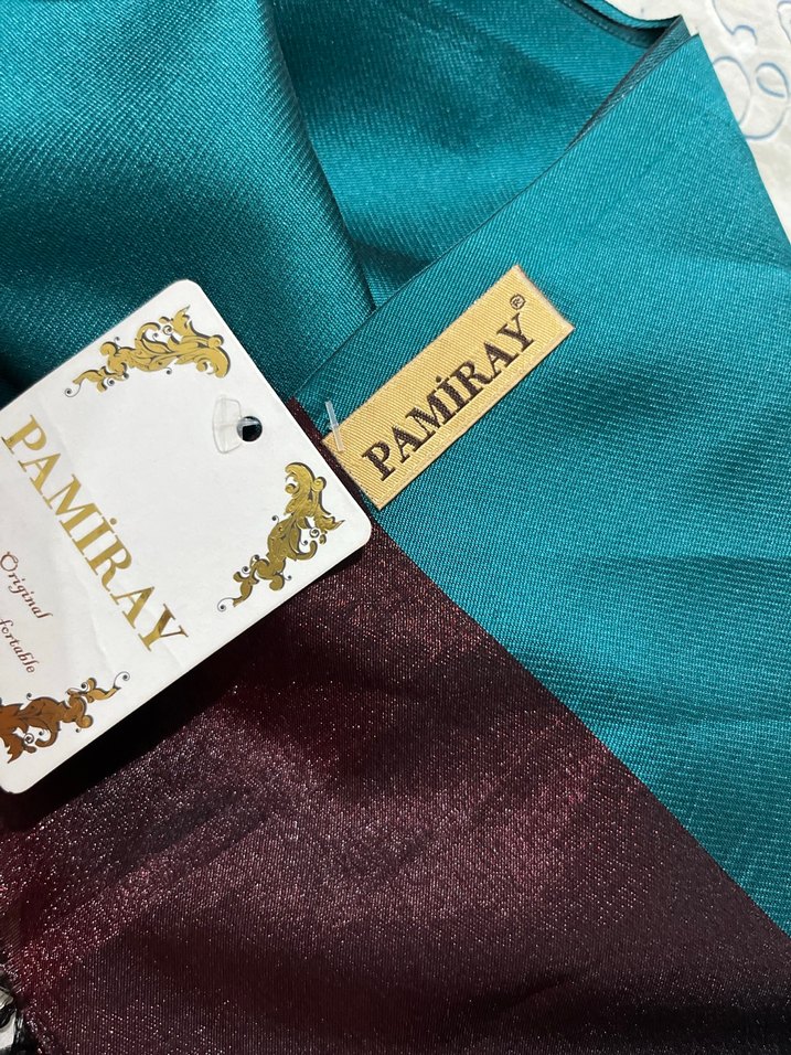 Parlak Turkuaz Kadın Saten Şal - Görsel 4