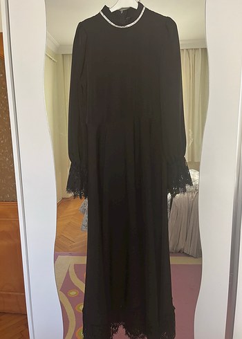 Diğer Uzun Siyah Gotik Kadın Elbise
