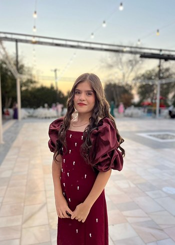 Zara Bordo Drapeli Kız Elbisesi yeni alındı bir kez giyildi