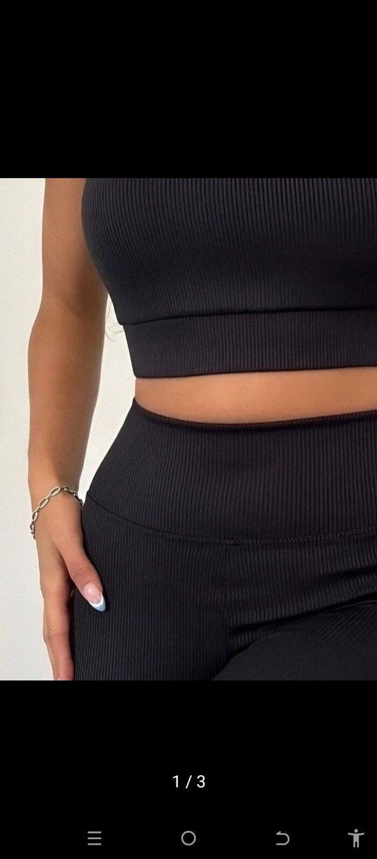 Siyah Ribanalı Üst ve Şort Takımı - Görsel 4