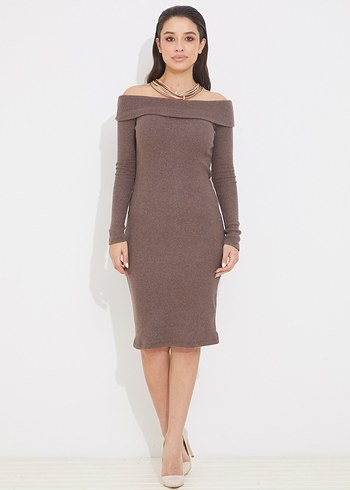 Kayık Yaka Kısa Elbise - Görsel 4