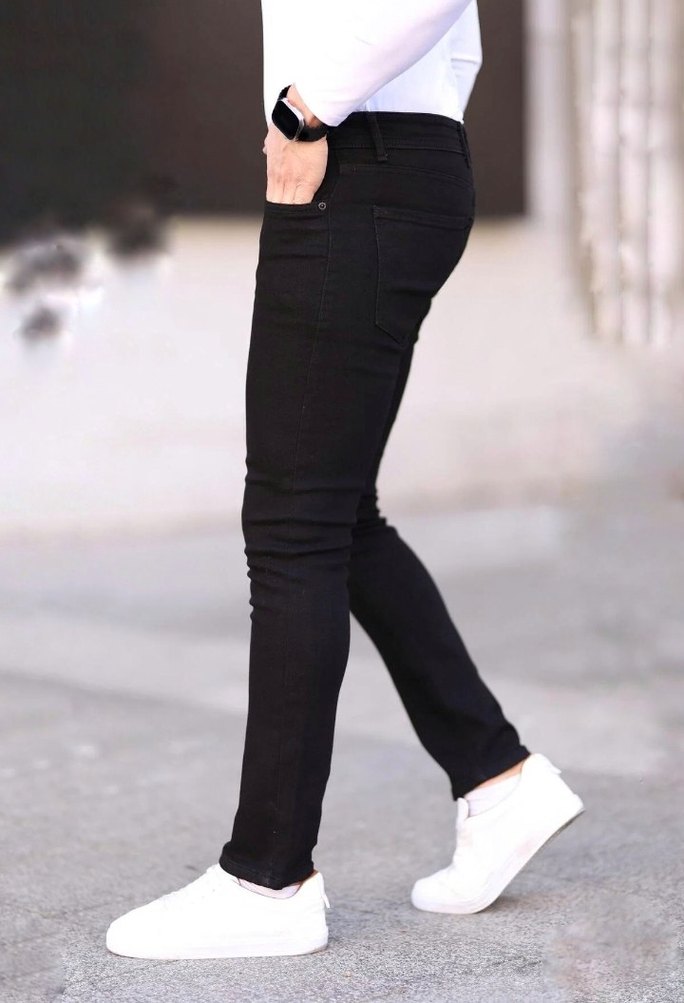 Erkek Regular Fit Likralı Boru Paça Kot Pantoln - Görsel 3