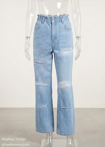 Diğer Yuksek Bel Acik Mavi Denim Jean