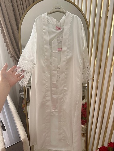 Saten güpürlü lohusa takımı gecelik takımı - Görsel 2