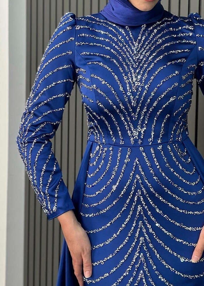 Taşlı tesettür abiye - Görsel 2