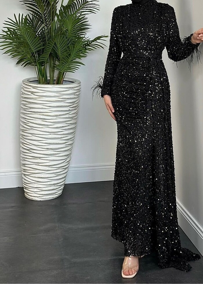 Yandan pelerinli abiye - Görsel 4