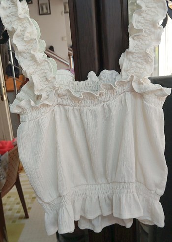 Beyaz Keten Fırfırlı Askısız lekesı var resimde görüldügü gibi - Görsel 3