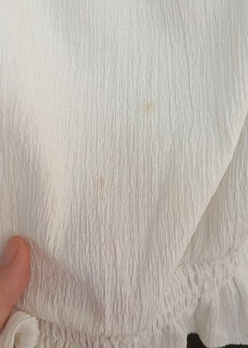 Beyaz Keten Fırfırlı Askısız lekesı var resimde görüldügü gibi - Görsel 2