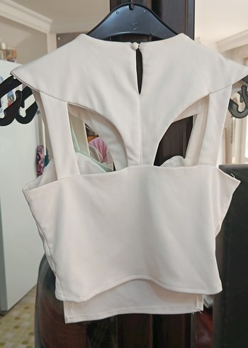 Beyaz Drapeli Straplez Midi Büstiyer - Görsel 2