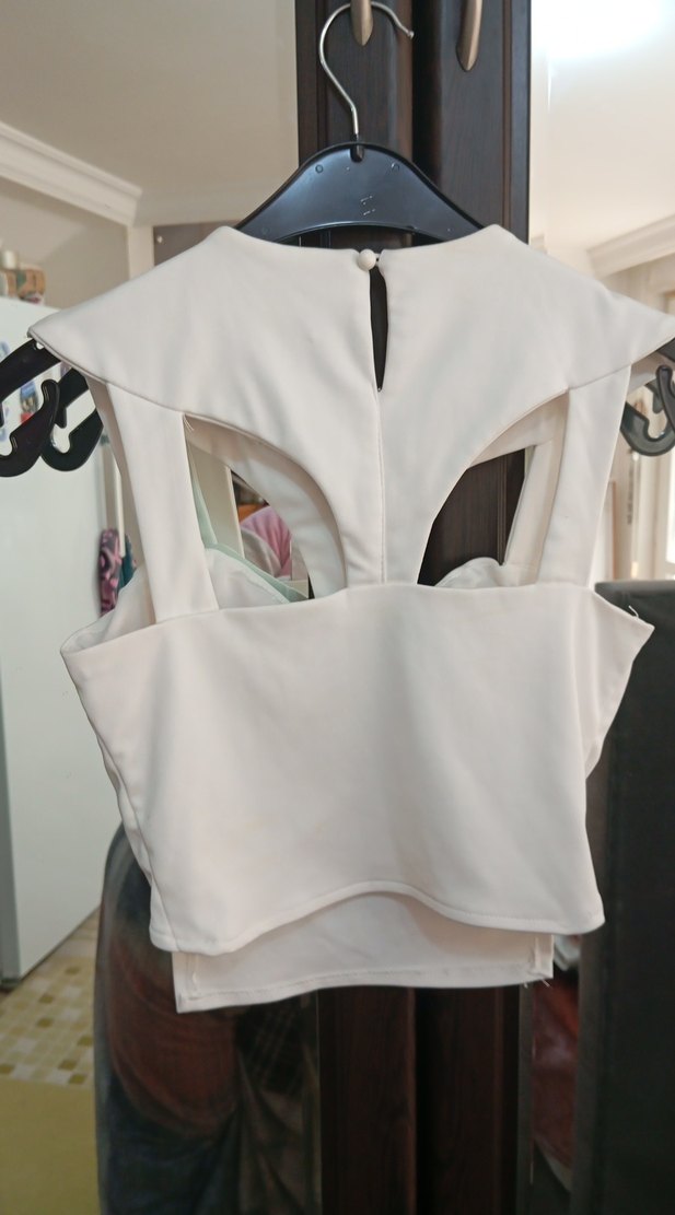 Beyaz Drapeli Straplez Midi Büstiyer - Görsel 2