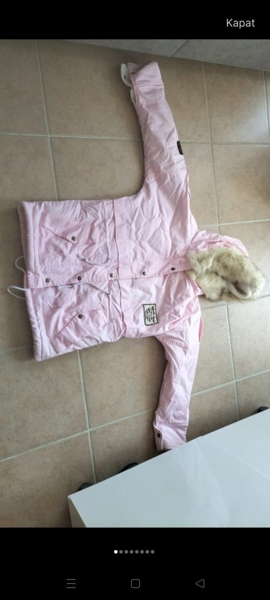 Düğmeli  fermuarlı Pembe Midi Kadın mont  S M UYUMLU - Görsel 4